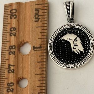 925 Silver eagle pendant with black cz